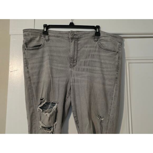 American Eagle Hi-Rise Jegging Womens Size 16 Short Gray Distressed Ripped - Picture 3 of 9